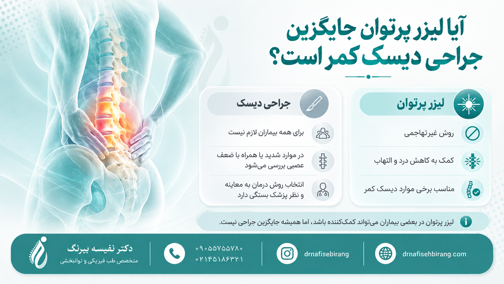 آیا لیزر پرتوان جایگزین جراحی دیسک کمر است؟